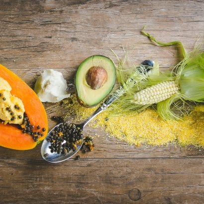 Essentials for caribbean beauty, ingredients in papaya body polish coconut, papaya, avocado and other ancestral medicines