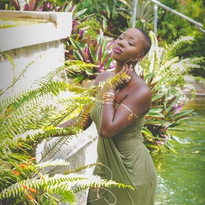 Woman blissful in the beauty of nature