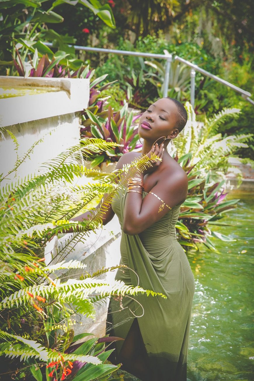 Woman blissful in the beauty of nature