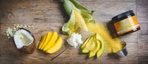 Caribbean mango, avocado and natural caribbean bush medicines in mango body polish